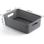 Plastic Storage Baskets 8 Pack Gray Durable Flexible Multi-Purpose Organizers for Closets Cabinets Shelves Countertops